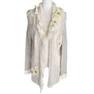 Chic Cream and Gray Women's Cardigan